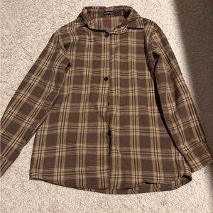 SHEIN Brown Checkered Shirt